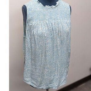 AVA & VIV Plus Ruffle Light Blue High Neck Plus Size Sleeveless Top 2X